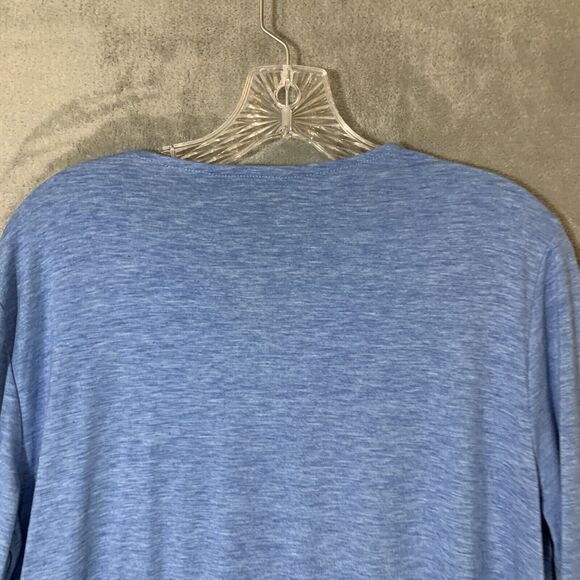 Ali Miles Tunic Large Blue 3/4 Sleeves Embroidered V Neck Top Lagenlook Top - Picture 10 of 10